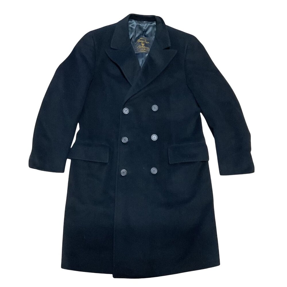 Vtg Hughes & Hatcher 100% Mongolian Cashmere Peacoat Size 42 Double-Breasted